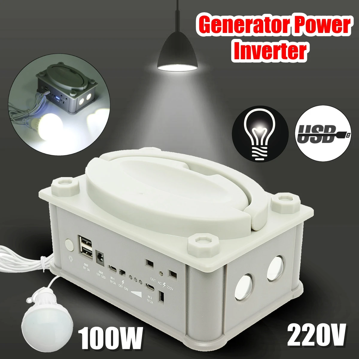 

100W 220V Solar Generator Stromversorgung Solargenerator Wechselrichter 15h/m Generator Power Inverter