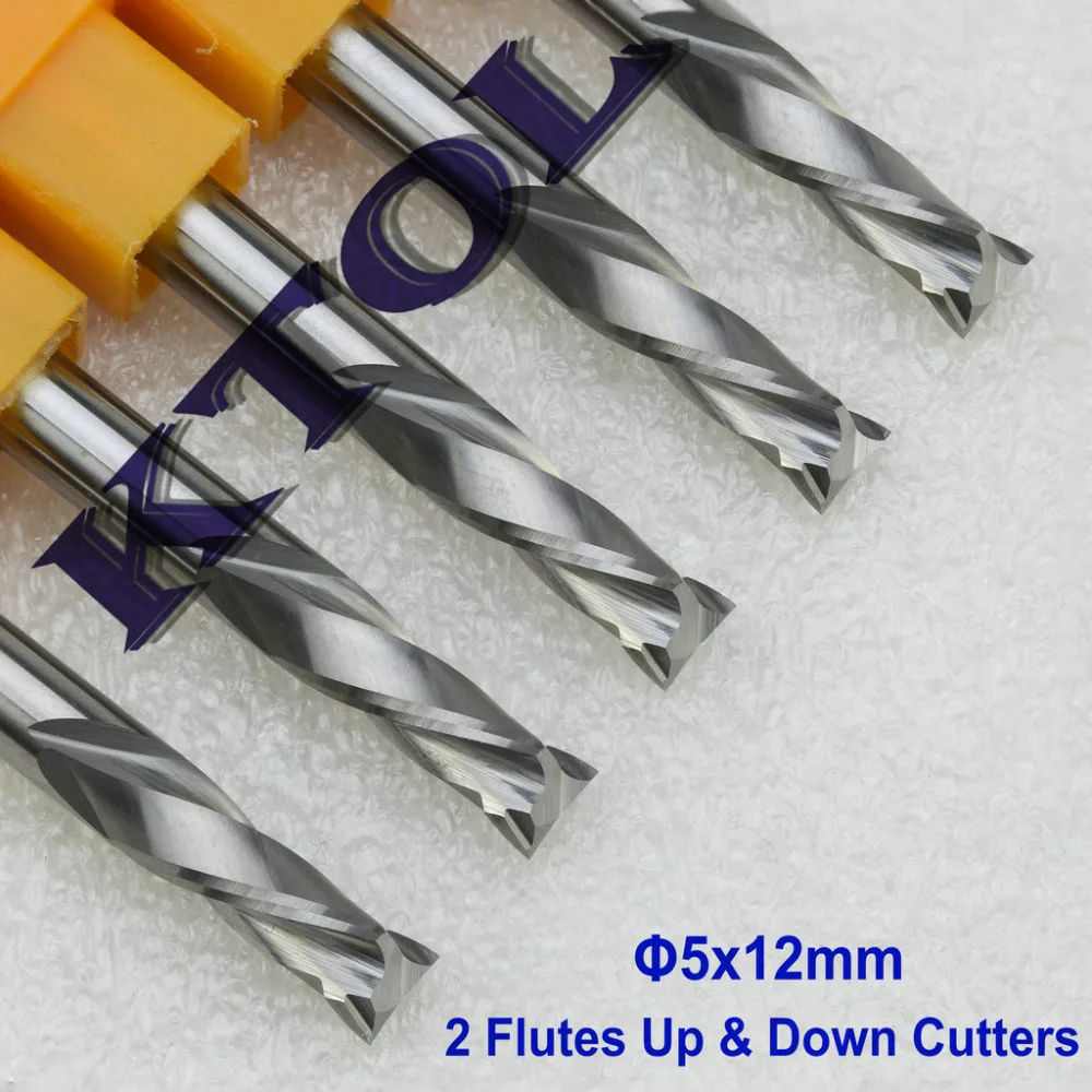 Up &Down Spiral Bit 5x12MM 2 Flute CNC End Mill Bit Set, Work Sharp