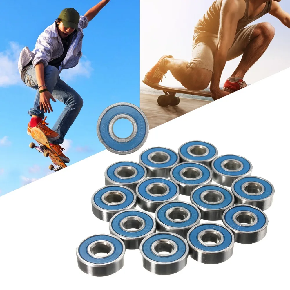 

16 pcs Frictionless Abec 9 Skateboard Roller Skate Wheels Scooter Spare Bearings durable