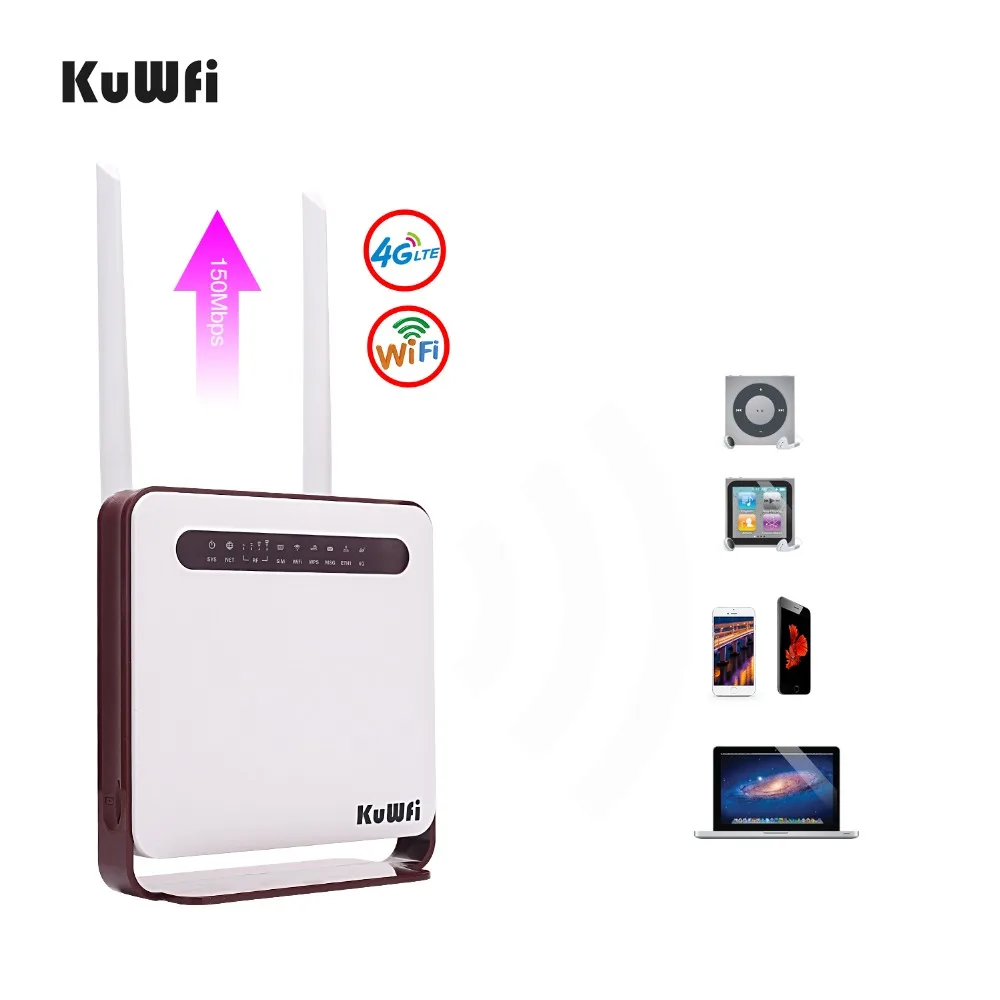 KuWfi 4G WiFi маршрутизатор 300 Мбит/с беспроводной Wi Fi Мобильный LTE 3G/4G разблокированный