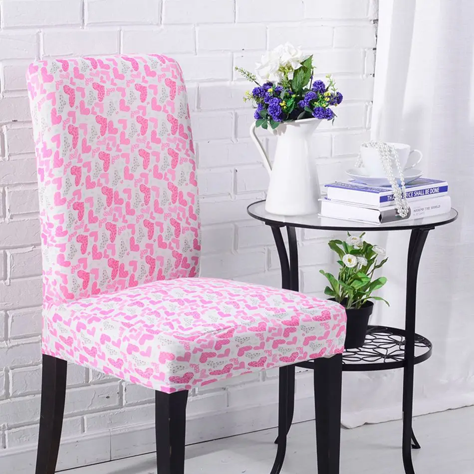 AGXQF Universal stretch pink heart print chair cover for