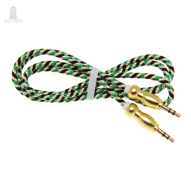 500pcs AUX Audio Cable 3 5mm male to male Stereo new ethnic Plait style AUX Cables Cord for Car Headphone Speaker Computer cheap