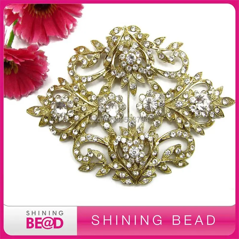 Free Shipping+High Quality+100*110mm+Fashion large gold rhinestone