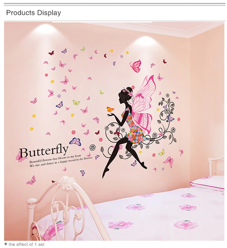 [SHIJUEHEZI] фея девушка наклейки на стену виниловые DIY бабочки плакат с велосипедом наклейки для детей комнаты детского сада украшения спальни