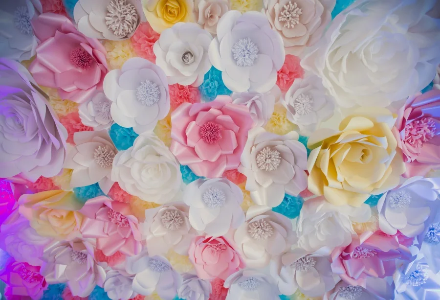 

Laeacco Colorful Handwork Flowers Baby Newborn Party Photography Background Customized Photographic Backdrop For Photo Studio