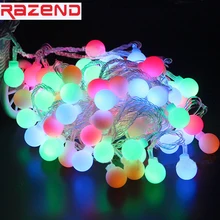 10 м/5 м Праздничная Свадебная Рождественская светодиодная лампа, теплый белый свет RGB светодиодный шар струнный светильник светодиодный светильник водонепроницаемый 220 в EU штекер/AA батарея