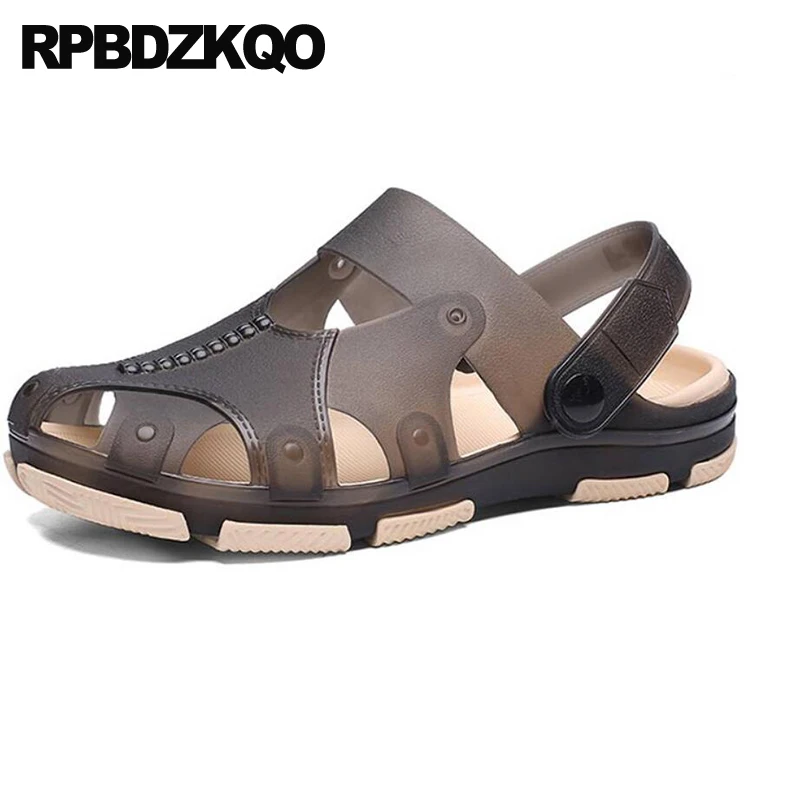 

Garden Shoes Closed Toe Slippers Beach Slides Rubber Clogs Flat Gardening Mens Sandals 2019 Summer Outdoor Jelly Mules Fashion