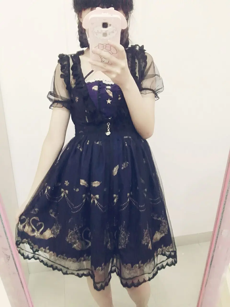 

Japanese Harajuku Black Gothic Lolita Dress Girls Nun Sister Anime Cosplay Party Dress