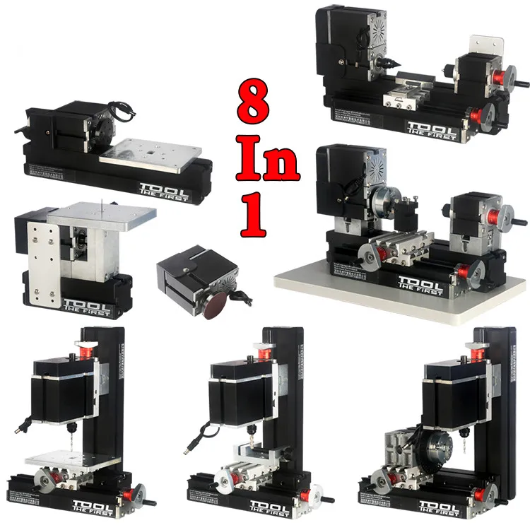 Annoytools Цельнометаллический 8 в 1 Мини Токарный Станок, 12000r/min 60 Вт, фрезерные, бурение, дерево Поворота, Jag Увидел, шлифовальный Станок