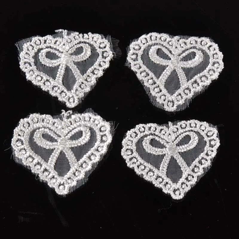 

30pcs/lot Heart Lace Applique Mesh Trim For Garment Accessories Decoration Sew On Guipure Lace Fabric CP1728