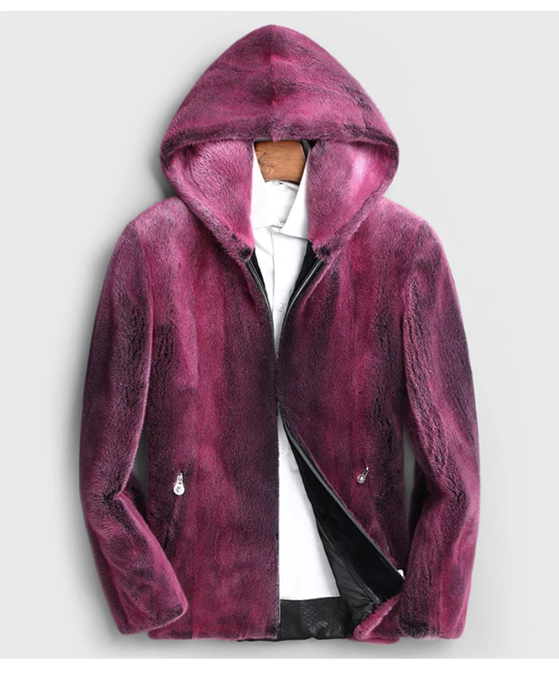 Fang Tai Fur 2019 Мужская импортная бархатная норковая шуба светлый цвет с Капор из норки пальто мужские короткие Умные повседневные настоящие