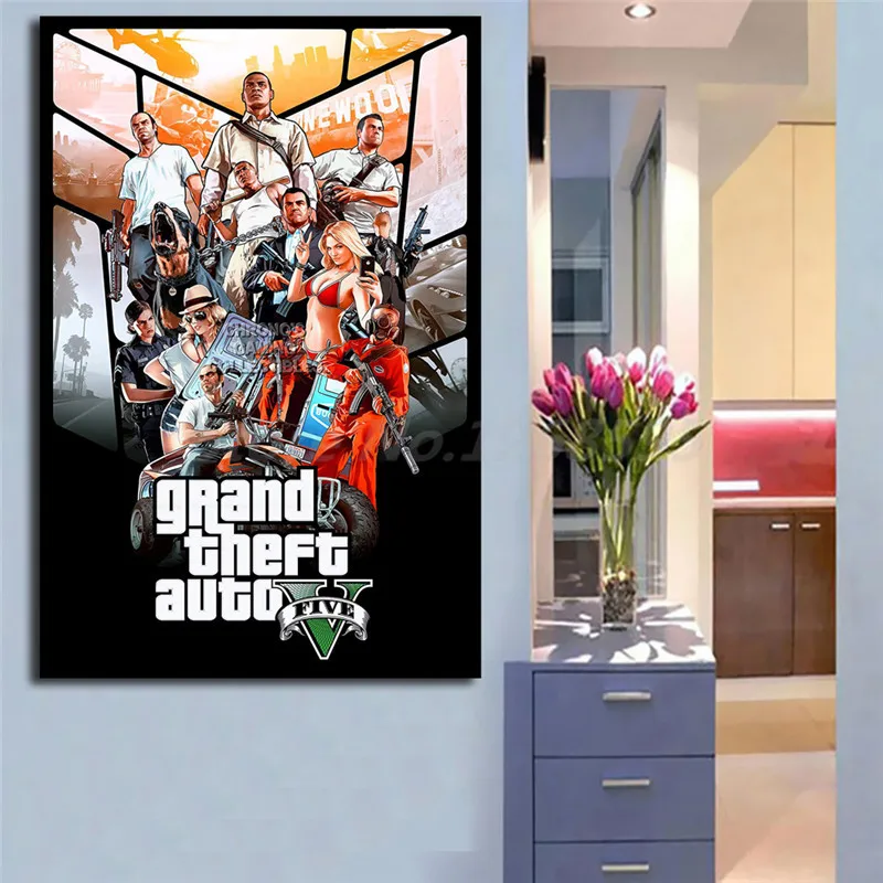 Grand Theft Auto 5 HD обои настенные художественные холщовые плакаты печатные картины