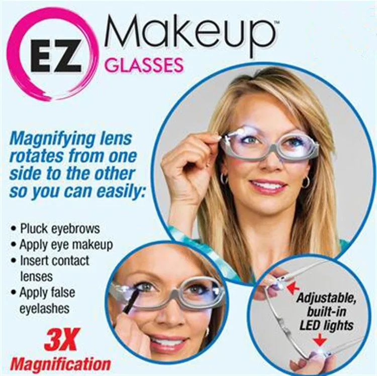 Ez Makeup Glasses Magnifying Lens Led Rotating Women Cosmetic Makeup