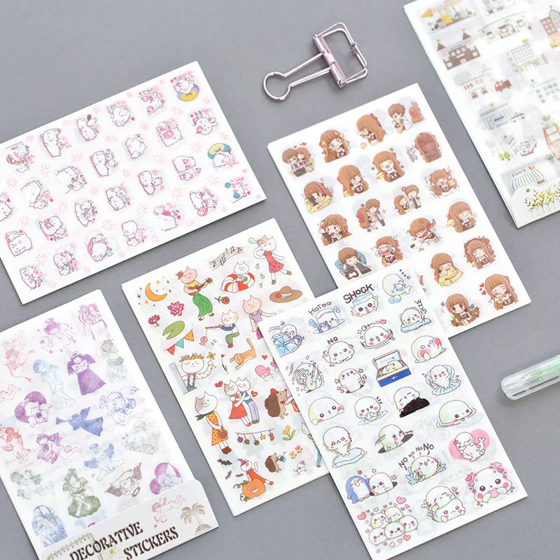 

Kawaii 6pcs/set Korean bobo bear lovely cute little angel couple life series diary stickers DIY decoration stickerchildren gifts