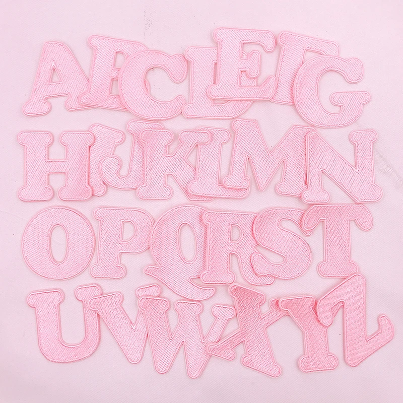 

Pink Letters Patch English Alphabet Embroidery Applique For T-shirt Name Patches Iron On Garment Accessories