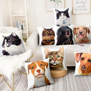 

Home Pillow Decoration Lovely Puppy Printed Cushion Decorative Pillows Cute Cat Linen Pillowcase Home Decor Sofa Throw Pillow
