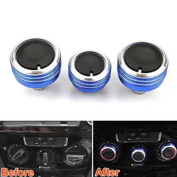 

3pcs Aluminum AC Knob Air Condition Panel Control Switch Knob For vw Bora 2008-2016 car styling