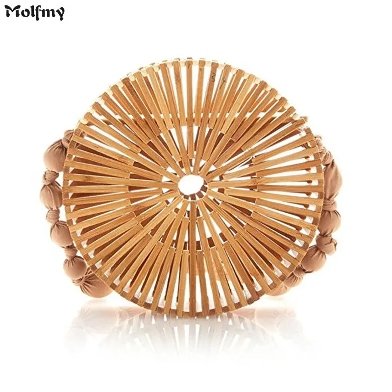 

2018 Circle Straw Bags for Women Handmade Round Beach Bag Summer Woven Rattan Handbags Women Messenger Bag INS Popular