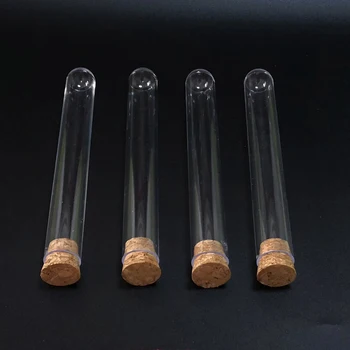 

20pcs/lot 20x150mm rigid plastic test tube with cork Stopper round bottom container for school laboratory