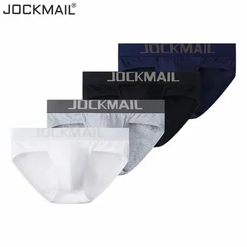 

JOCKMAIL 4PCS/Lot Sexy Men Underwear Briefs Bikini Gay Underwear mens thongs and g strings Man Underpants cotton Panties slip