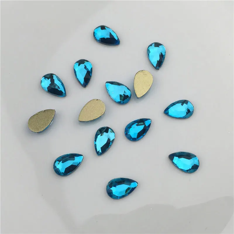 10 шт 5 мм* 8 мм капли воды Кристальные плоские с обратной стороны AB Камни для нейл-арта украшения 3D Прозрачные капли дождя Стразы для ногтей камни DIY маникюр - Цвет: Lake Blue