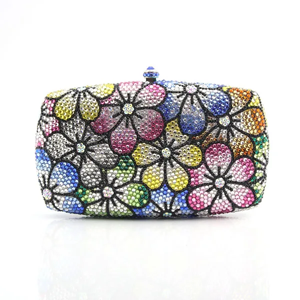 

Latest flower pattern handmade hand bag with sliver chain bags diamond women bag handbag(B1042-SF)