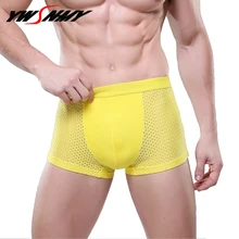 Men's Mesh Boxers Shorts Underwear Sexy Hollow Breathable Antibacterial Comfortable Underpants Cueca Soft Boxer Pants 2pcs naturehike factory store breathable perspiration antibacterial function men sports quick drying underwear boxer shorts