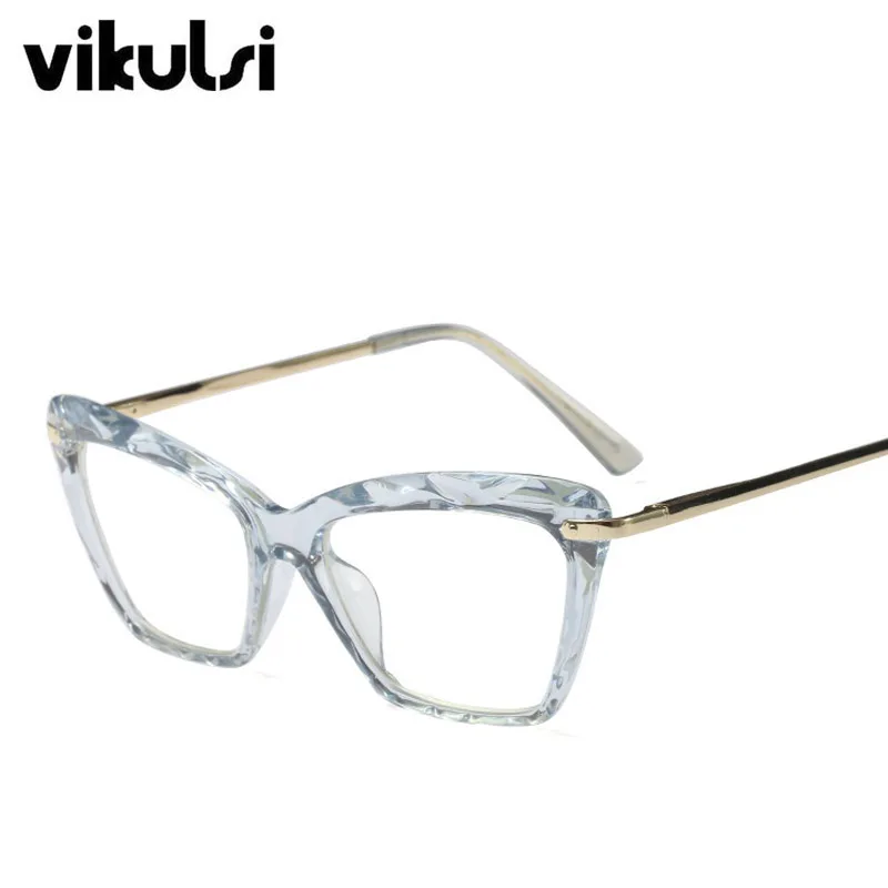 Новая оправа для очков в стиле кошачьи глаза женские брендовые ретро оптические очки оправа скульптурная оправа для очков женские прозрачные линзы очки Oculos - Цвет оправы: D681 blue clear