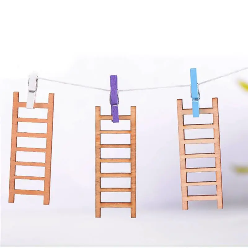 3 шт. мини деревянная лестница Фея Сад миниатюрные DIY макеты кукольного домика