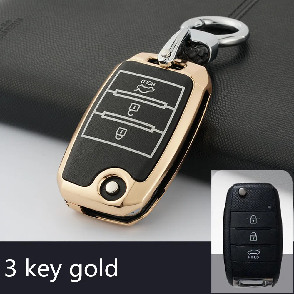 

Car Key Cover Galvanized Alloy Accessories For KIA KX5 Rio Sportage QL Ceed Sorento Cerato K2 K3 K4 K5 3 Button Remote Folding