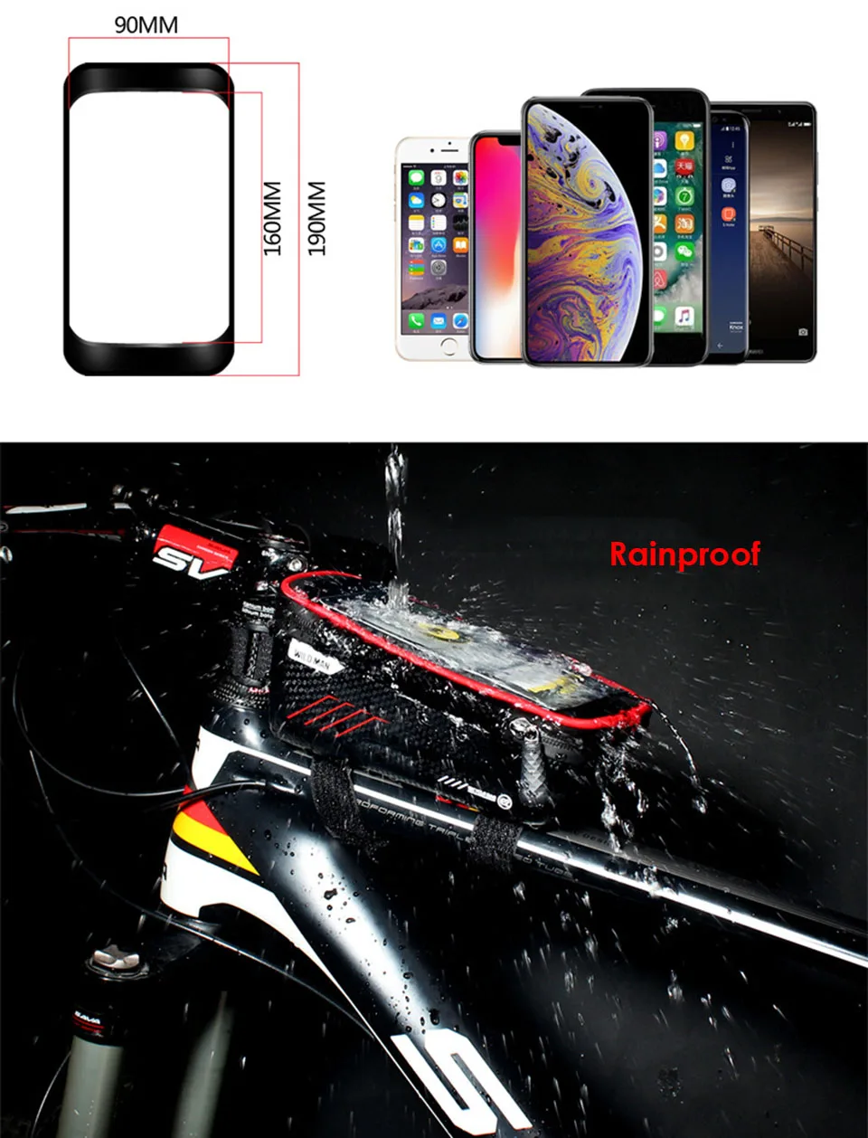ARVIN универсальная велосипедная сумка держатель для телефона для iPhone X XR Sansung S9 непромокаемая Водонепроницаемая MTB Передняя сумка 6,2 дюймов держатель для мобильного телефона