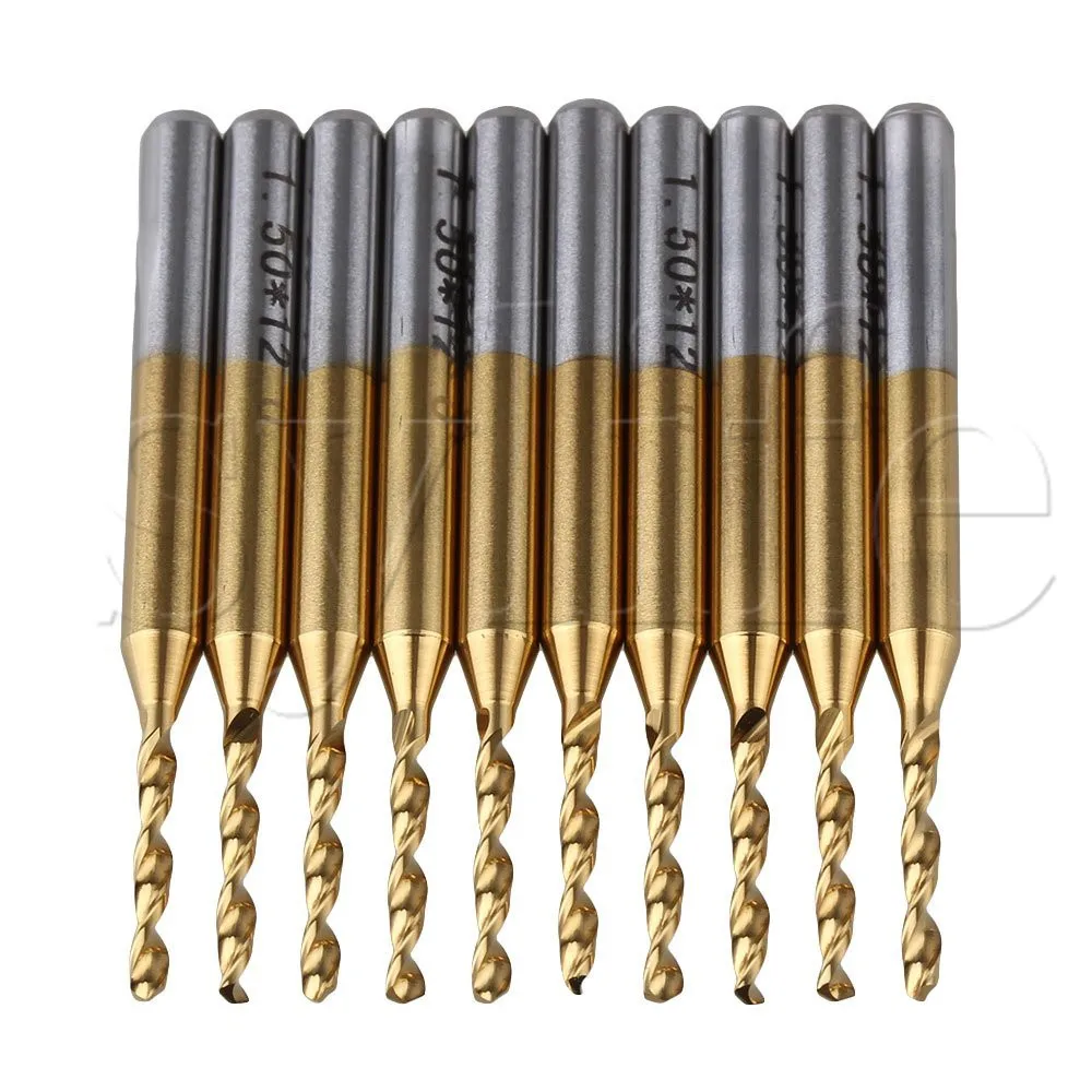 10pcs 1/8" Titanium Carbide Micro Drill Bit 1.5mm PCB Jewelry Rotary