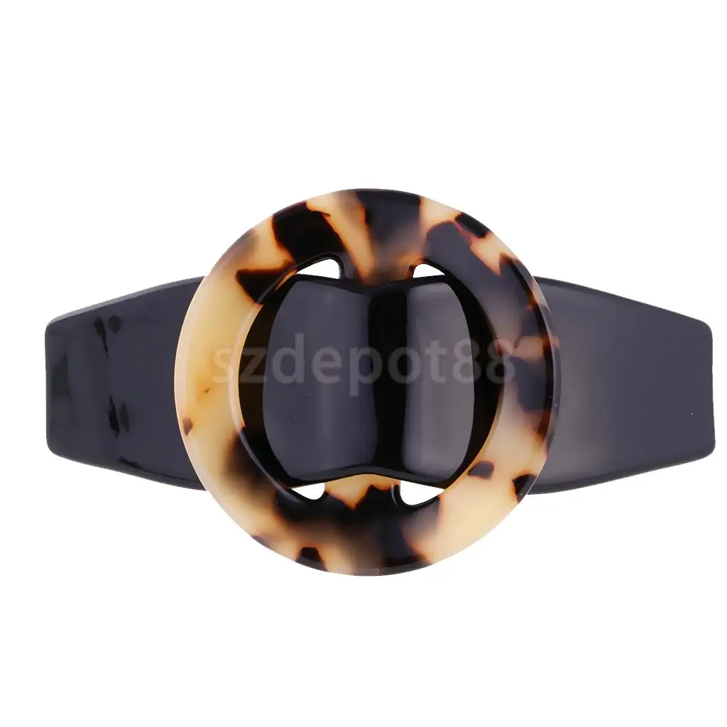 

Women Leopard Pattern Black Spring Fastening Hair Pin Barrette Clip