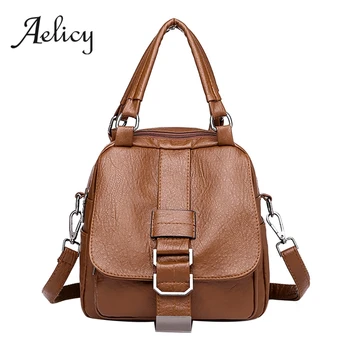

Aelicy Leather Women Backpack Fashion Female Small Bagpack Schoolbag for Teenager Girls Multifunction Backpack 2019 Sac A Dos