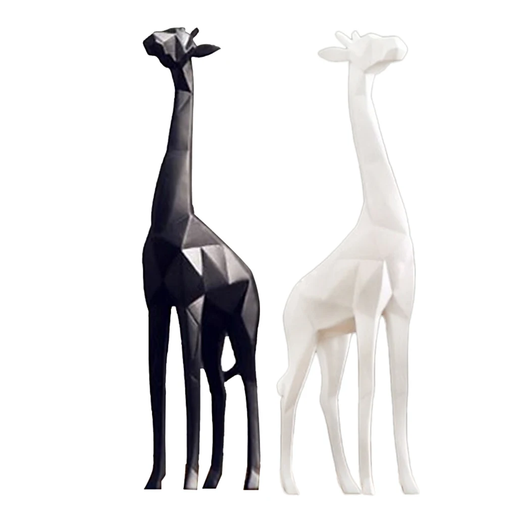 Creative Nordic Giraffe Figurine Standing Sculpture Resin Home Desk Decor 2 Colors Optional