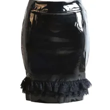 Элегантный Офисные женские туфли ПВХ черная юбка-карандаш модные Кружево низ русалка юбка Sexy по колено облегающая юбка для осень-зима