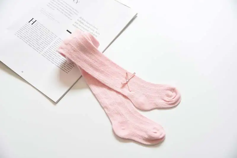 Baby Tights For Girls Toddler Summer Autumn Cotton Hollow  Bow Solid Pantyhose Children Soft Ballet Dance Collant Kids Clothes (7)