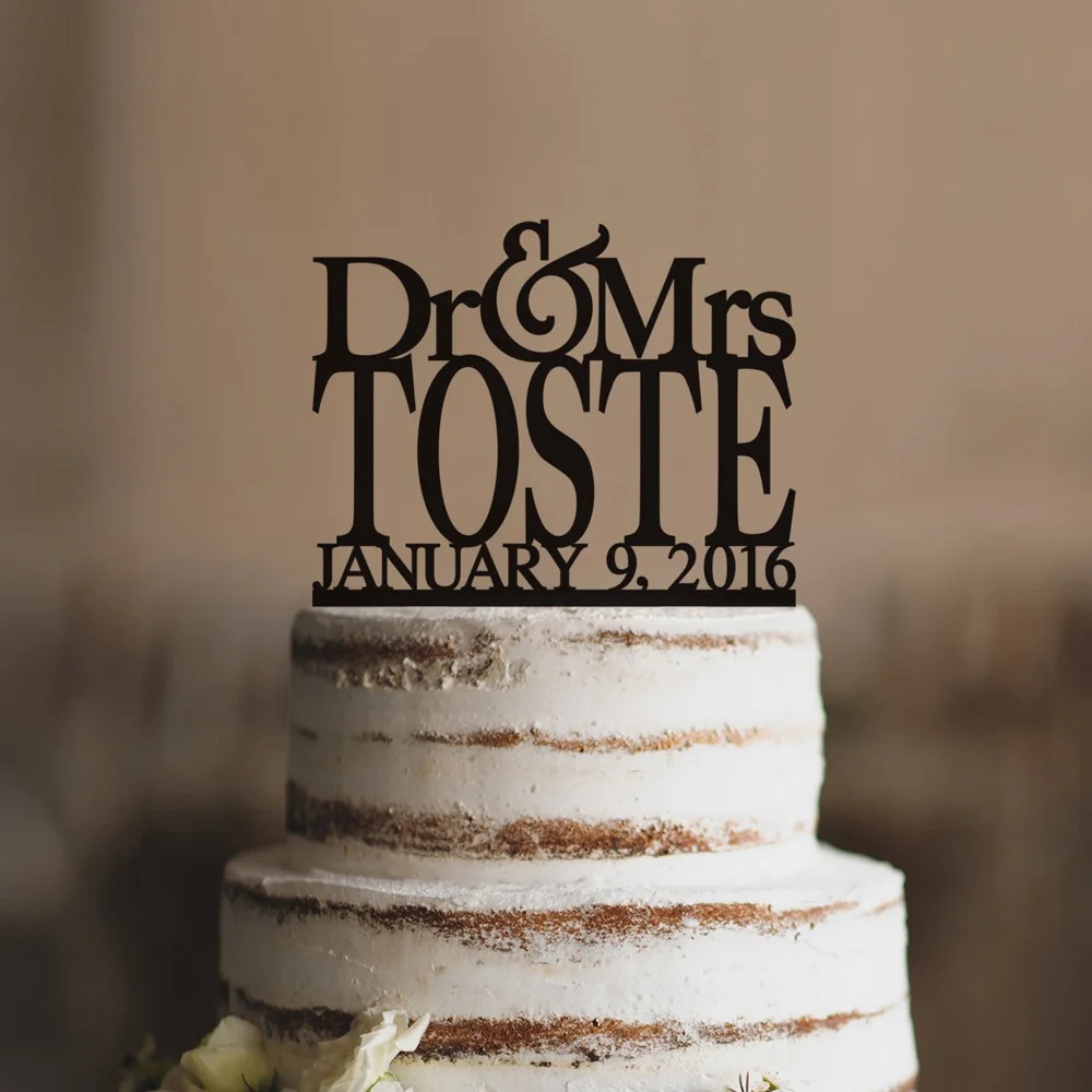 Personalized Dr And Mrs Name Wedding Cake Topper With Date Unique