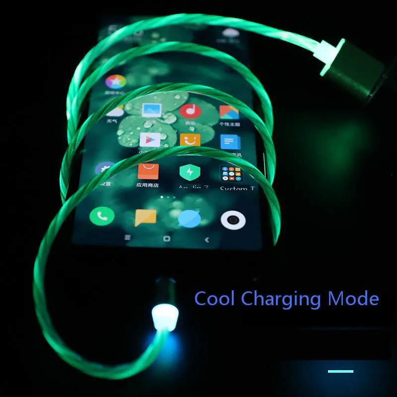 Vogek светодиодный светящийся зарядный кабель Micro USB для Xiaomi iPhone Type c Магнитный