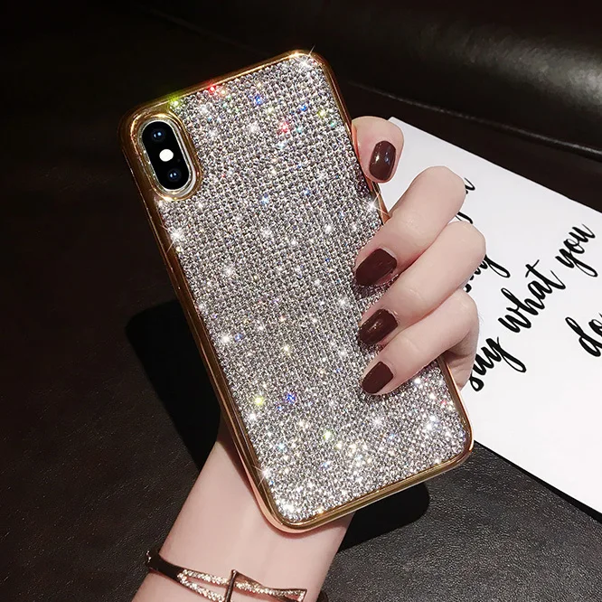 Роскошный Шикарный чехол для Iphone X XR XS Max Модный мягкий с кристаллами 6 6S Plus 7 8 |