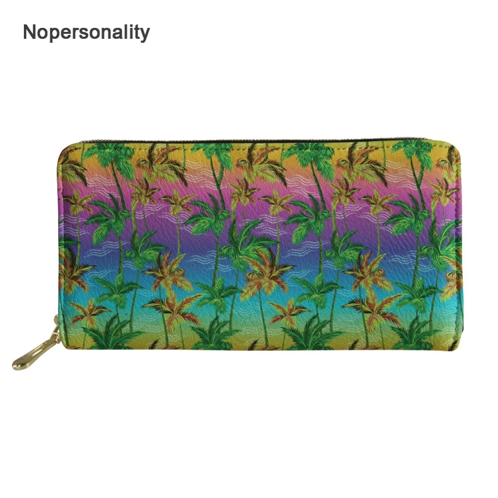 

Nopersonality Tropical Palm Tree Pattern Leather Wallets for Women Casual Female Ladies Credit Card Holders Colorful Purse