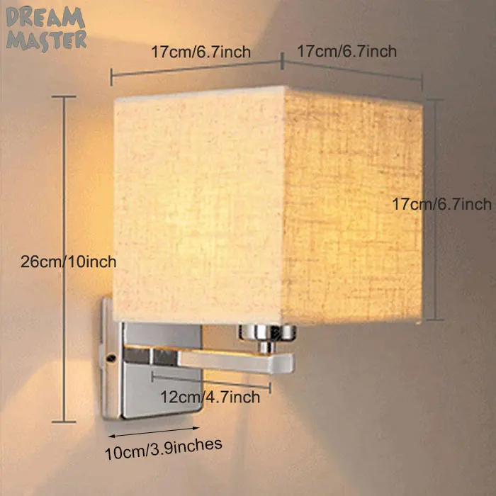 Modern Nordic Style E27 Wall Lamps Stainless steel Indoor Bedroom fabric Wall Light Reading Study Living Room Decoration fixture wall sconce lighting