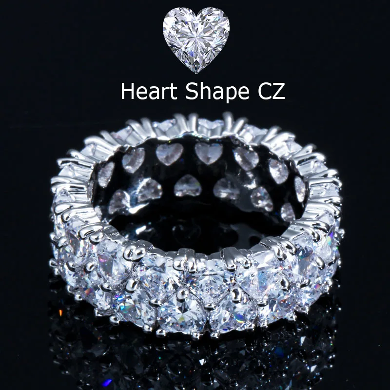 CWWZircons Роскошные Брендовые женские обручальные ювелирные изделия любовь в форме сердца кубический цирконий камень палец кольца для дам подарок R110 - Цвет основного камня: silver