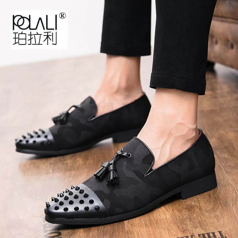 POLALI Men Velvet Loafers Party wedding Shoes Europe Style