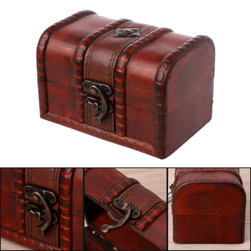 Винтажная деревянная коробка для хранения ручной работы, декоративный чехол, органайзер для ювелирных изделий