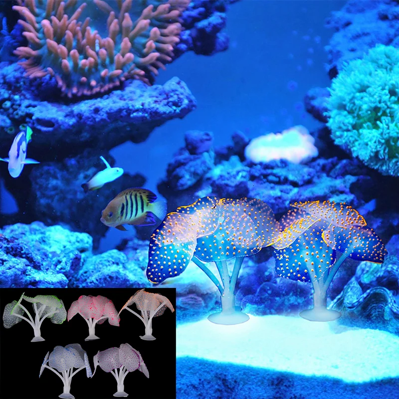 1 шт. аквариумные аксессуары флуоресцентный подводный пейзаж Декор имплантация Коралловая искусственная присоска Коралловое растение орнамент