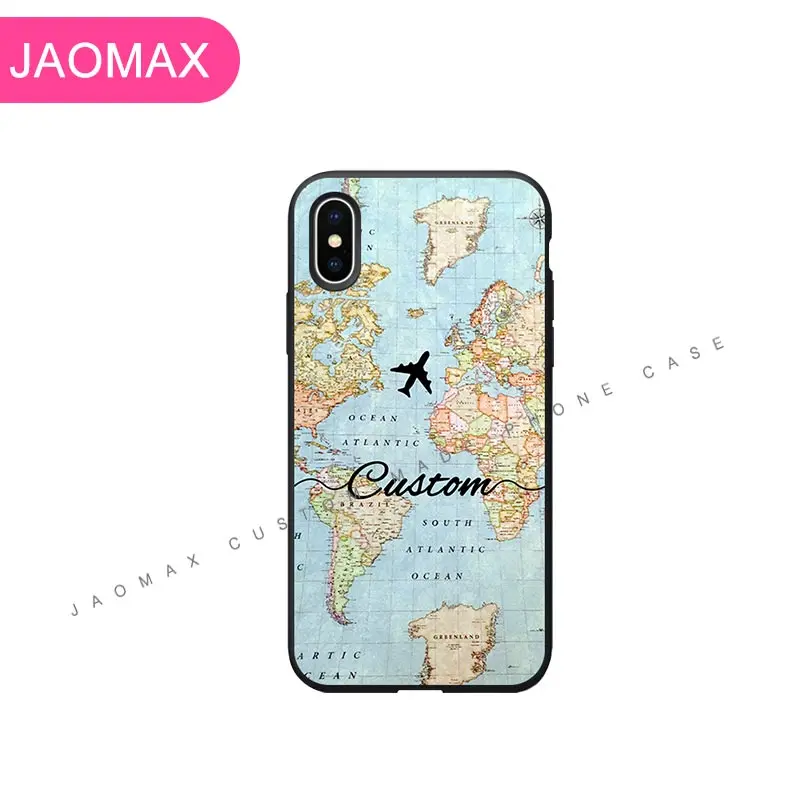 Jaomax персонализированные имя мягкий чехол из чистого полиуретана с надписью черная карта мира чехол для телефона под заказчика для Xiaomi Redmi Note 5 7Pro mi A1 A2 Lite 8 Red mi 4X 5A 6
