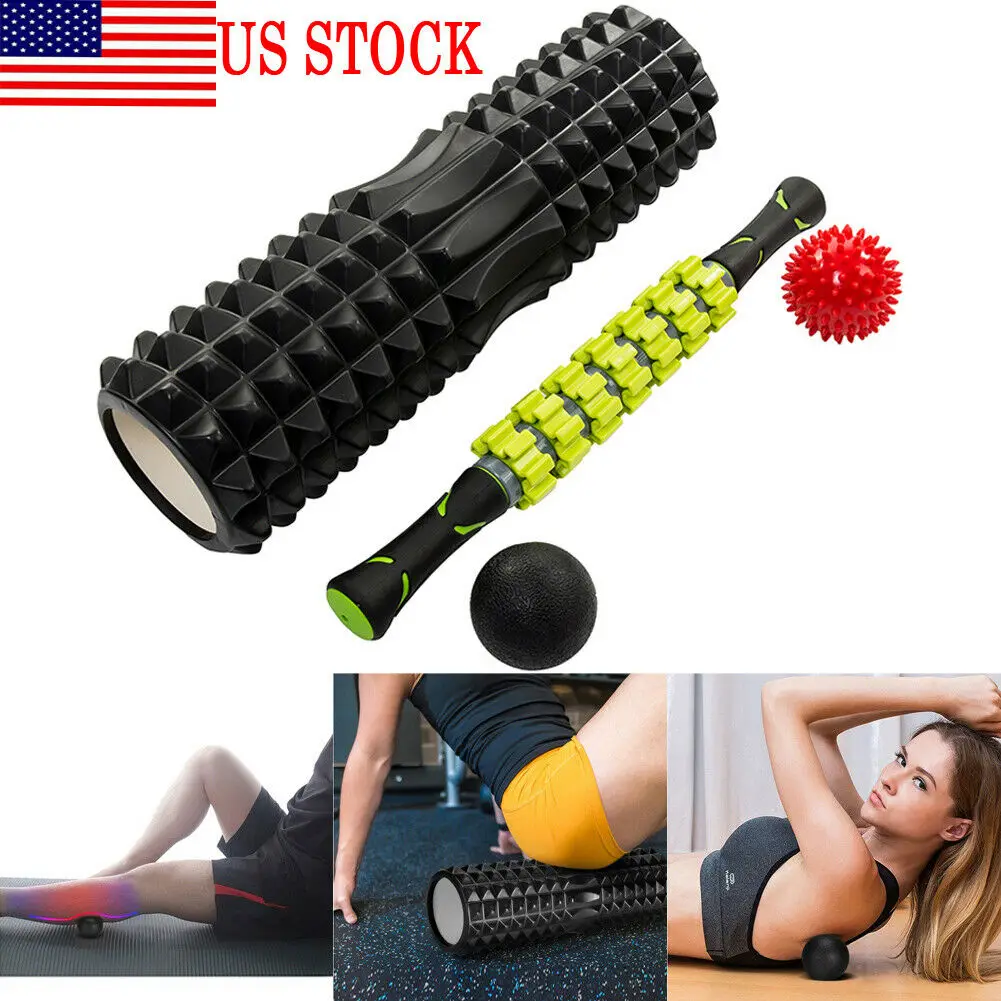 

2019 5 In 1 Yoga Foam Roller-Massage Ball Set Kit&Muscle Roller Stick Massage Ball Women