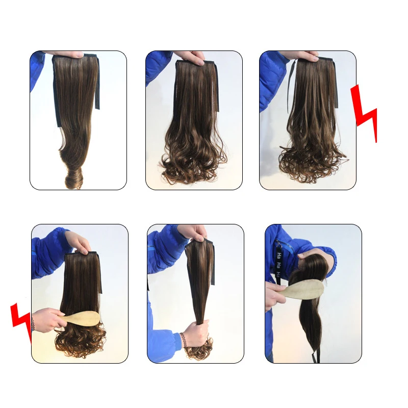 1 шт. женский парик волнистая лента для хвостика-тип волос хвост прививка вьющиеся конский хвост в удлинительном стиле высокая температура волоконные накладные волосы
