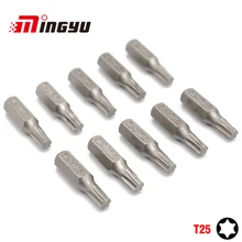 10 шт. 1/" 25 мм Torx T25 Набор отверток ремонтные Инструменты Набор отверток сверло с шестигранным хвостовиком для электропитания бытовые ручные инструменты